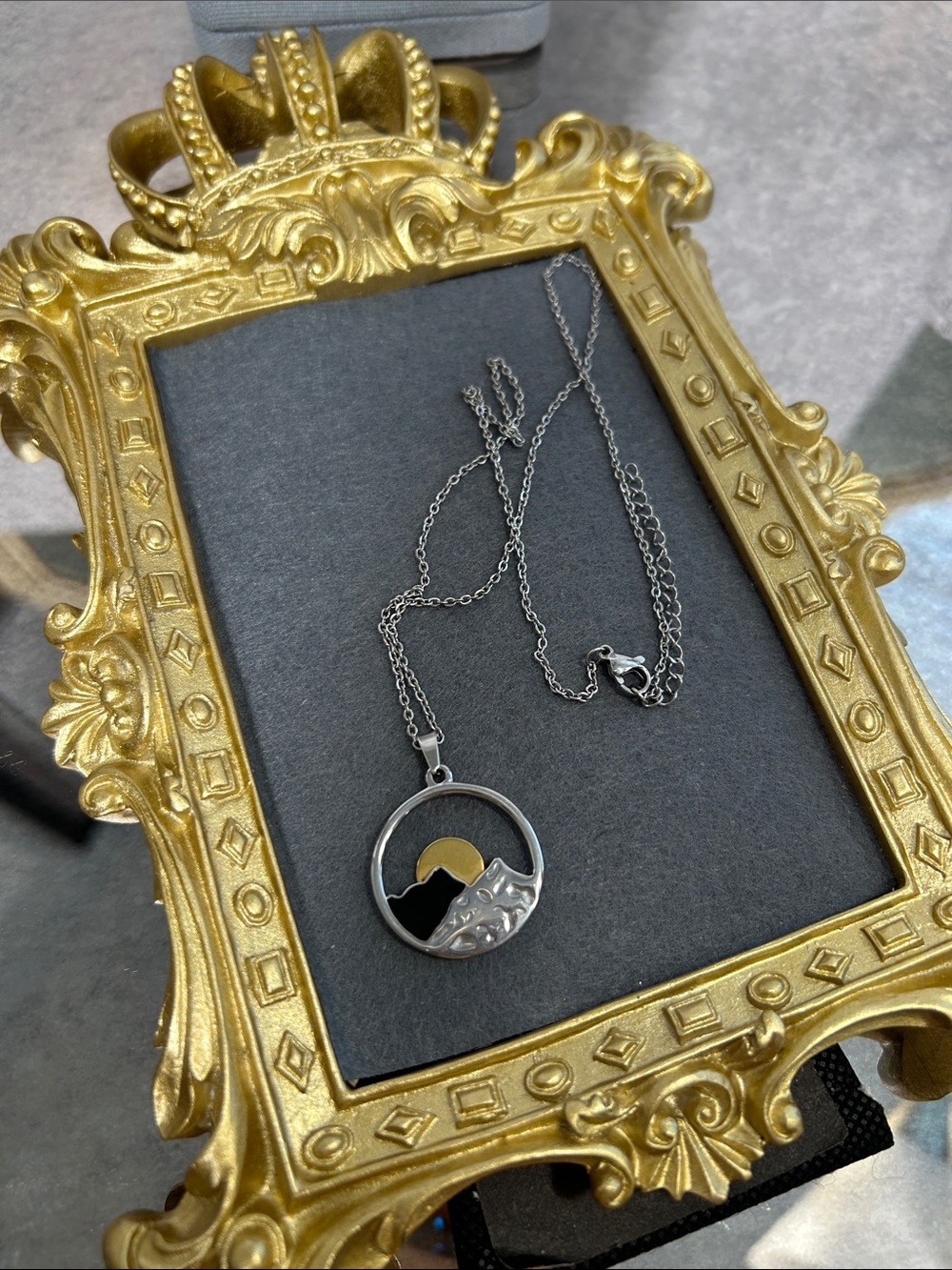 Silver Mountain Sunrise Pendant Necklace - Silver & Gold